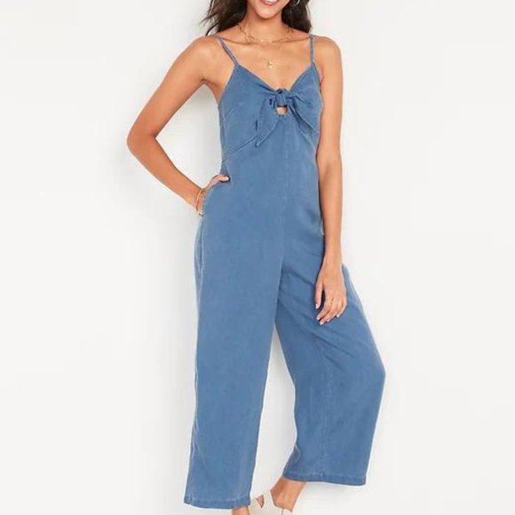 New Old Navy Sleeveless Tie-Front TENCEL™ Lyocell Jumpsuit for Women - Picture 5 of 7